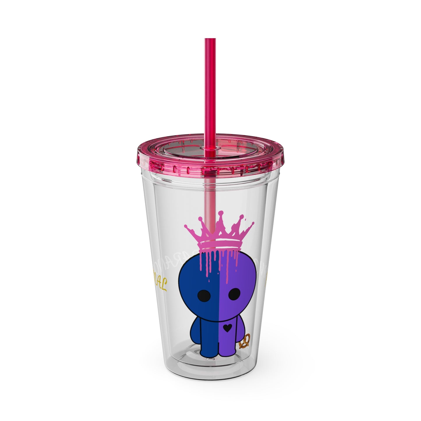 16oz Acrylic Tumbler with Straw — Cute Purple Blue Character 'Paranormal' Drink Cup