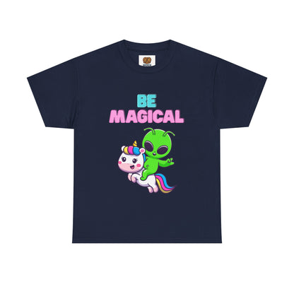 Be Magical Alien Riding Unicorn T-Shirt — Cute Kawaii Graphic Tee