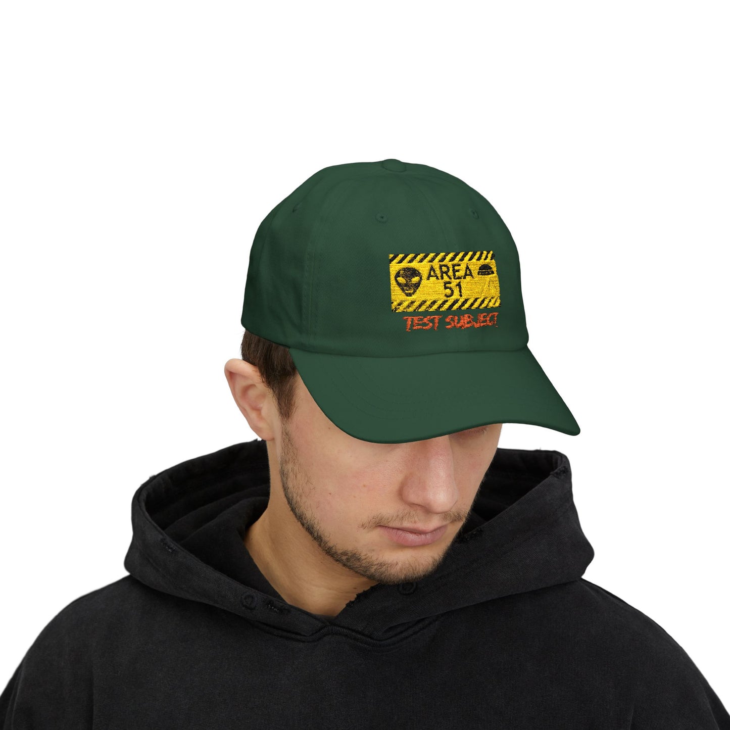 Area 51 'Test Subject' Dad Cap – Alien Warning Embroidered Hat