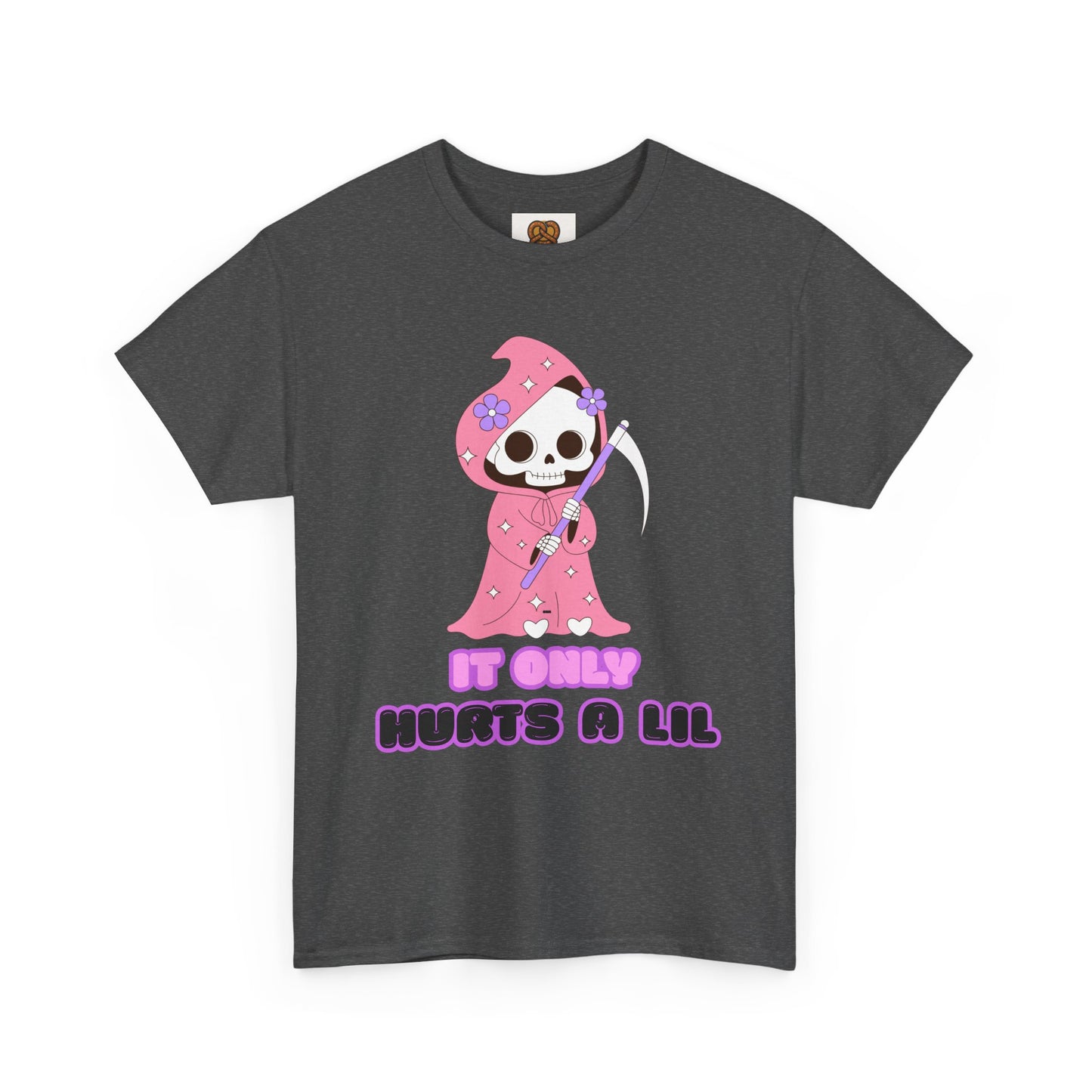It Only Hurts A Lil Grim Reaper Tee — Cute Goth Skull T-Shirt