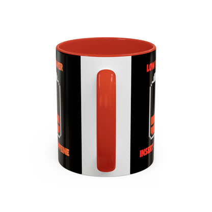 Coffee Mug — "Low Power, Insert Caffeine" Retro Battery Design