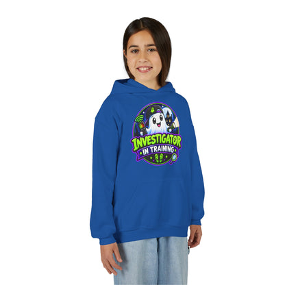 Youth Hoodie — "Investigator in Training" Cute Ghost Detective Kids Pullover