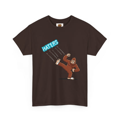 Bigfoot Kicking Haters Tee — Funny Sasquatch Graphic T-Shirt