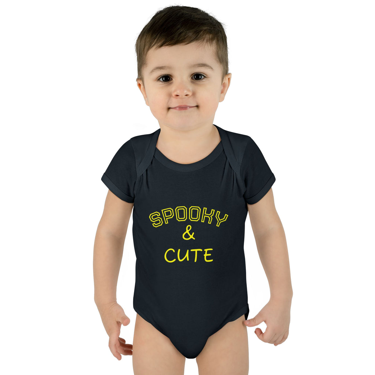 Infant Bodysuit - "Spooky & Cute" Halloween Baby Onesie (Orange)