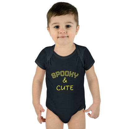 Infant Bodysuit - "Spooky & Cute" Halloween Baby Onesie (Orange)