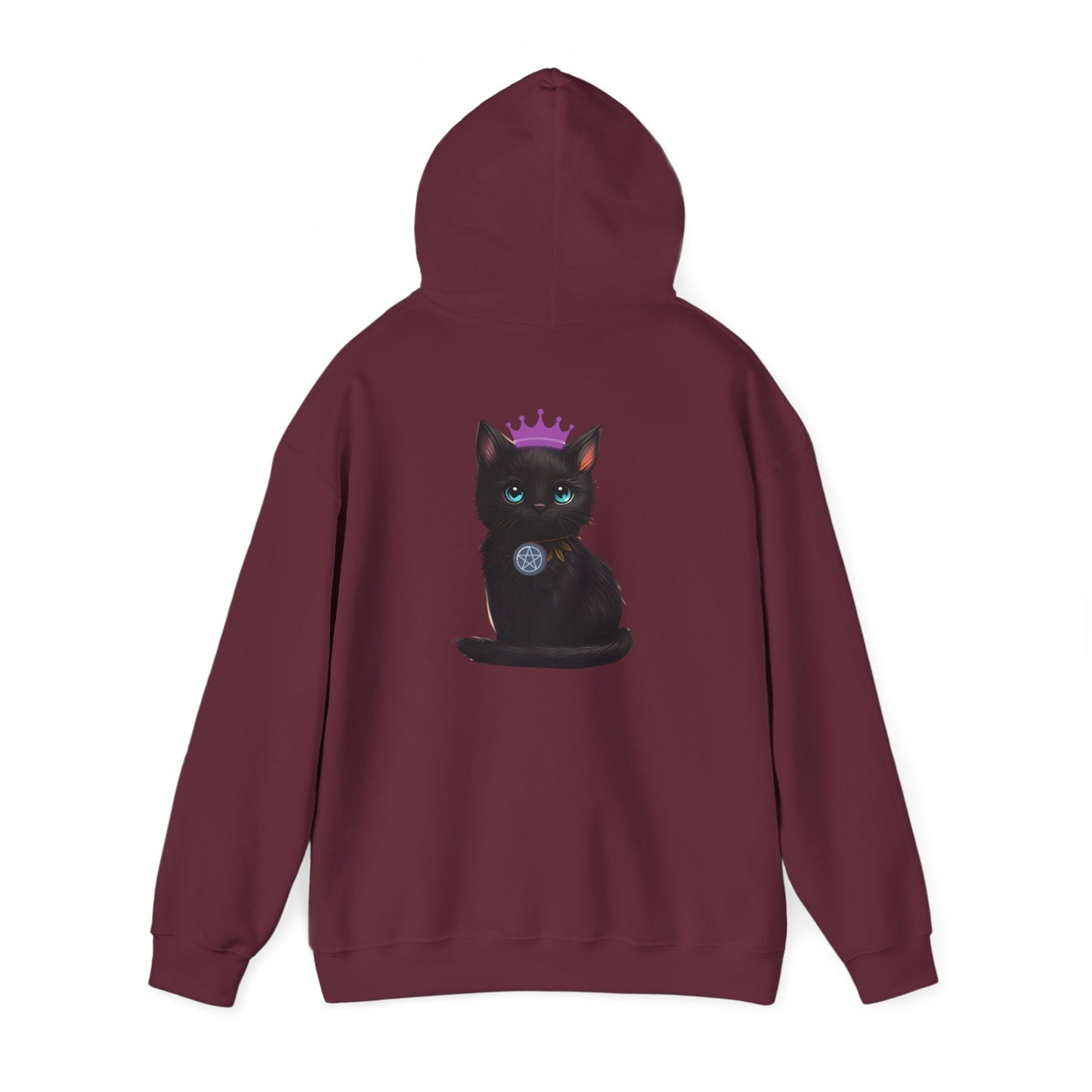 Witchy Cat Hoodie — 'Wicca Queen' Crescent Moon & Black Cat Spiritual Pullover