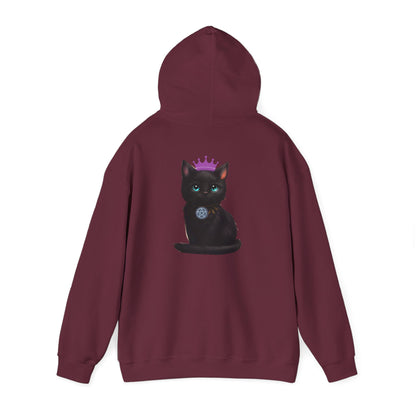 Witchy Cat Hoodie — 'Wicca Queen' Crescent Moon & Black Cat Spiritual Pullover