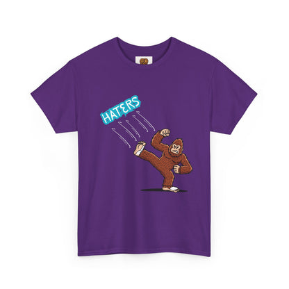 Bigfoot Kicking Haters Tee — Funny Sasquatch Graphic T-Shirt