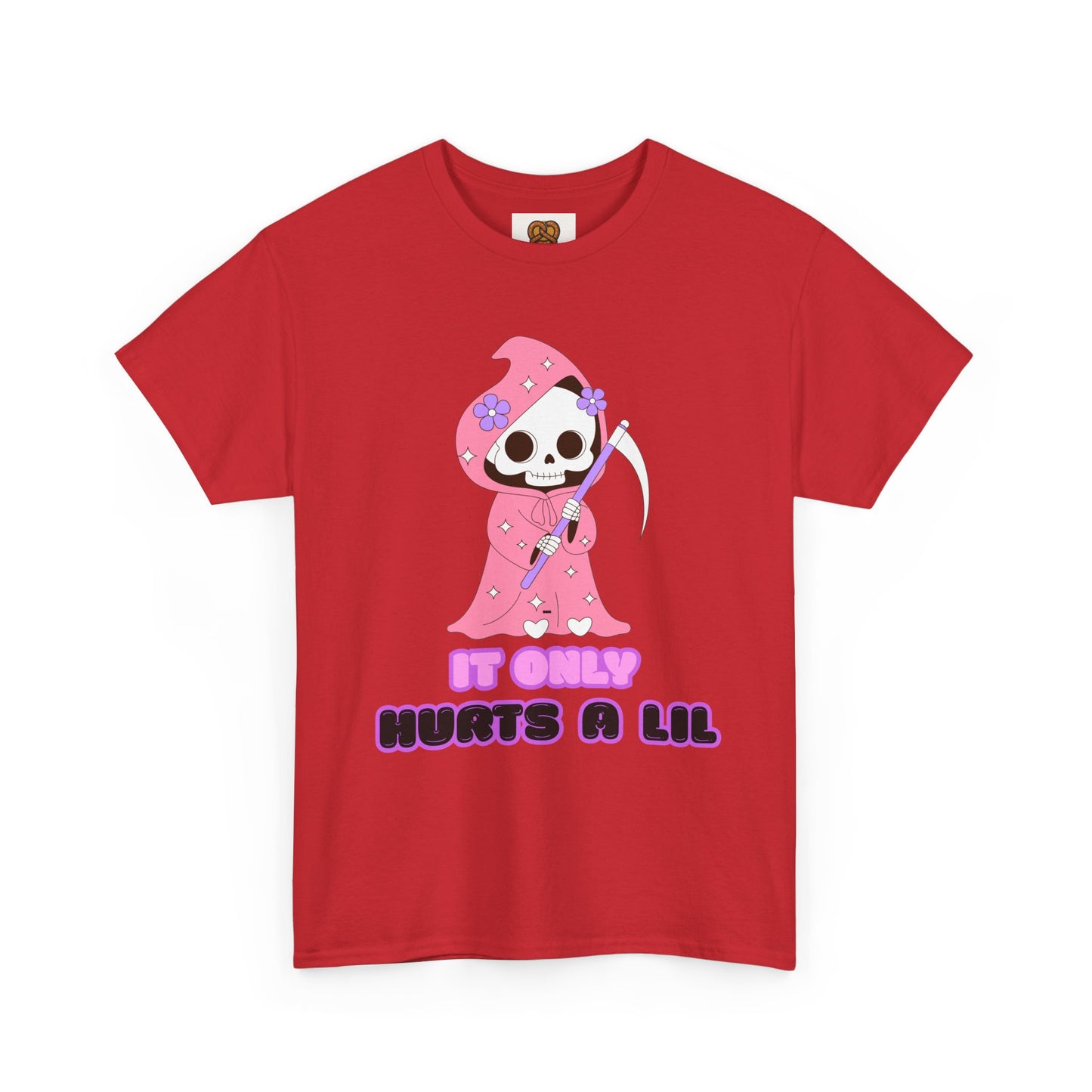 It Only Hurts A Lil Grim Reaper Tee — Cute Goth Skull T-Shirt