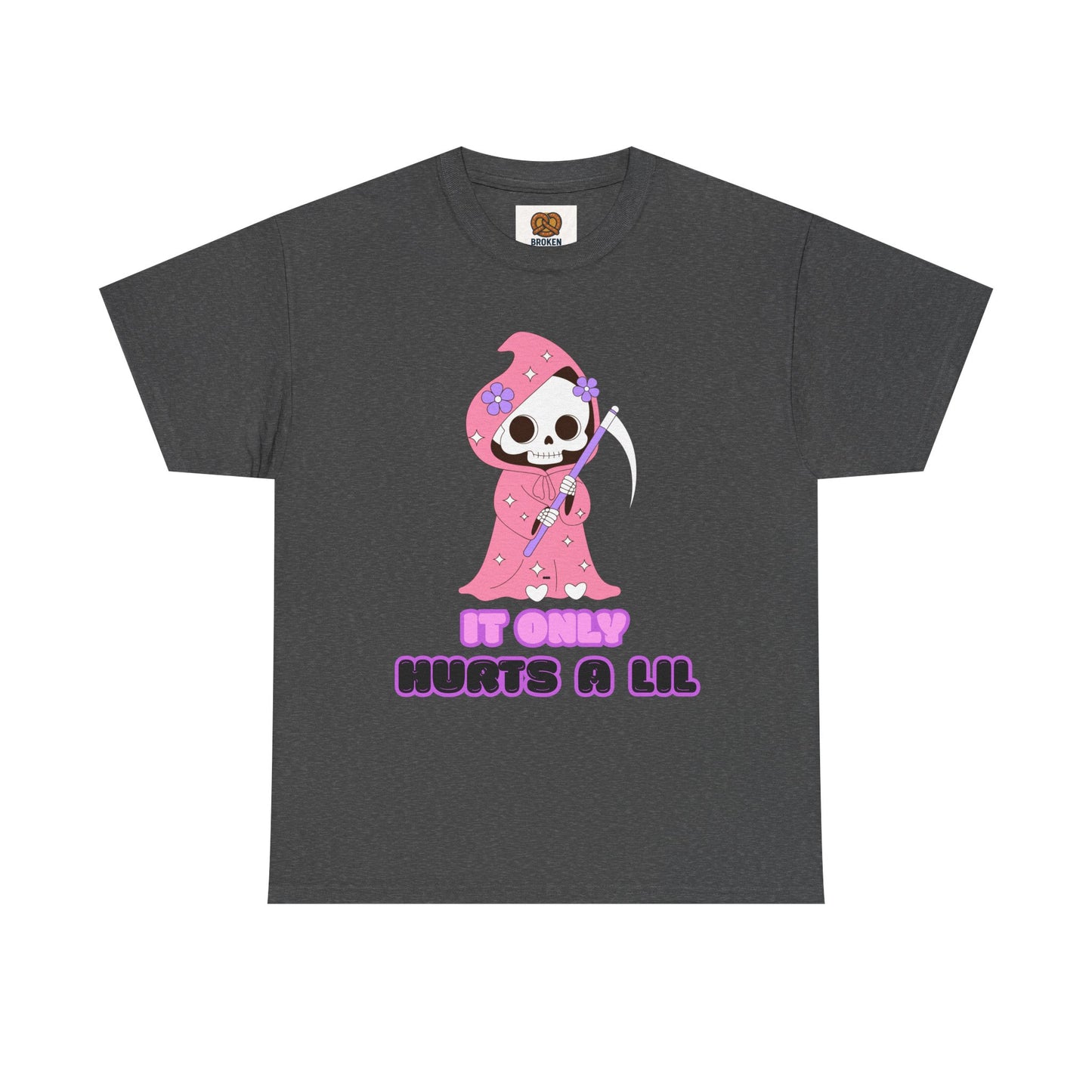 It Only Hurts A Lil Grim Reaper Tee — Cute Goth Skull T-Shirt