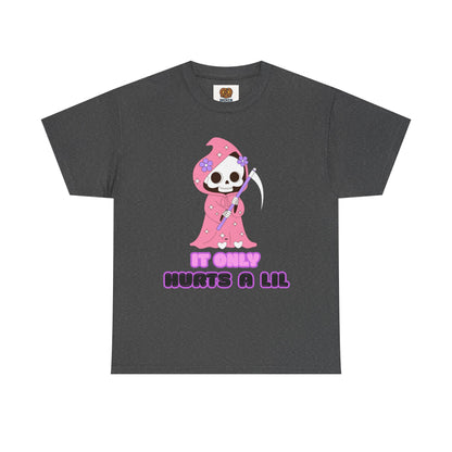 It Only Hurts A Lil Grim Reaper Tee — Cute Goth Skull T-Shirt