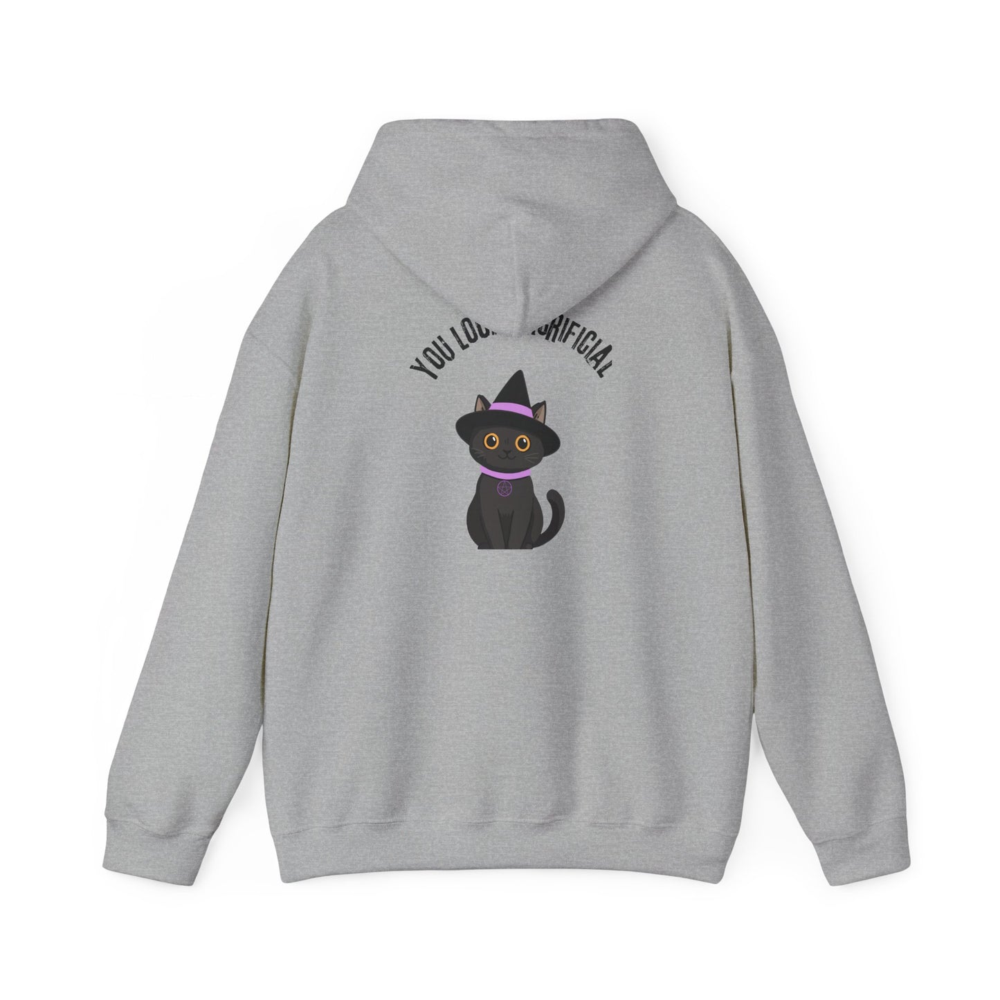 Witch Cat Hoodie – "You Look Purrrfect" Cute Black Cat Halloween Sweatshirt