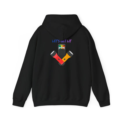 Let’s Get Lit Hoodie — Colorful Flashlight Party Graphic Hooded Sweatshirt