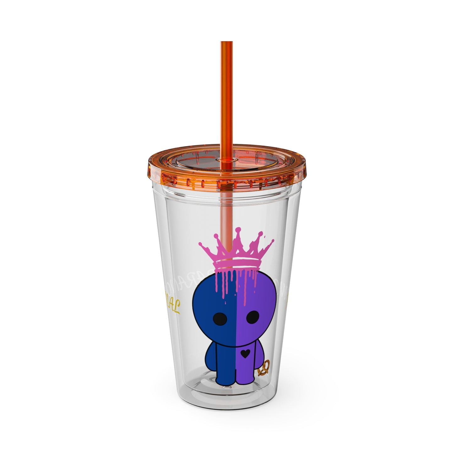16oz Acrylic Tumbler with Straw — Cute Purple Blue Character 'Paranormal' Drink Cup