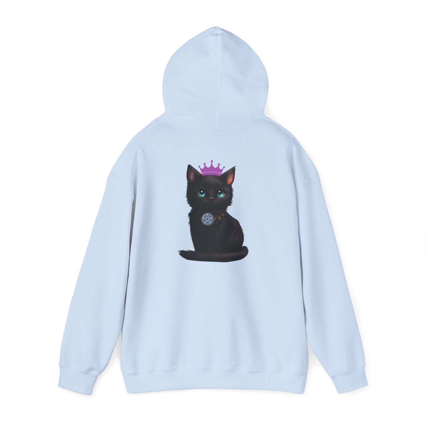 Witchy Cat Hoodie — 'Wicca Queen' Crescent Moon & Black Cat Spiritual Pullover