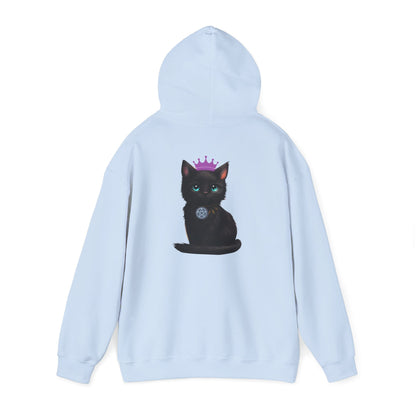 Witchy Cat Hoodie — 'Wicca Queen' Crescent Moon & Black Cat Spiritual Pullover