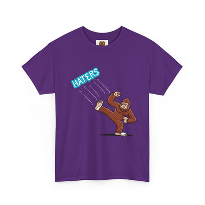 Bigfoot Kicking Haters Tee — Funny Sasquatch Graphic T-Shirt