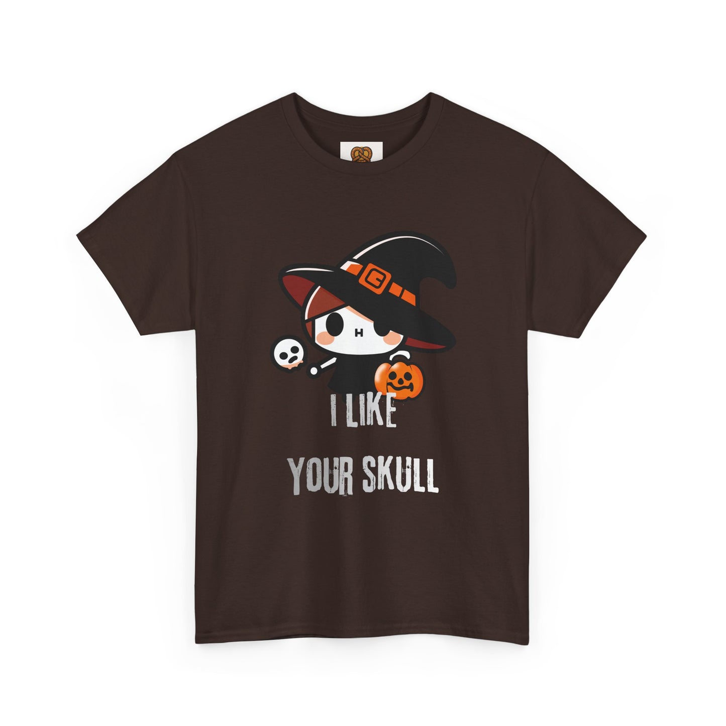 Halloween Witch Skull Tee — "I Like Your Skull" Cute Spooky Graphic T-Shirt