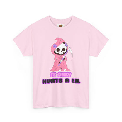 It Only Hurts A Lil Grim Reaper Tee — Cute Goth Skull T-Shirt