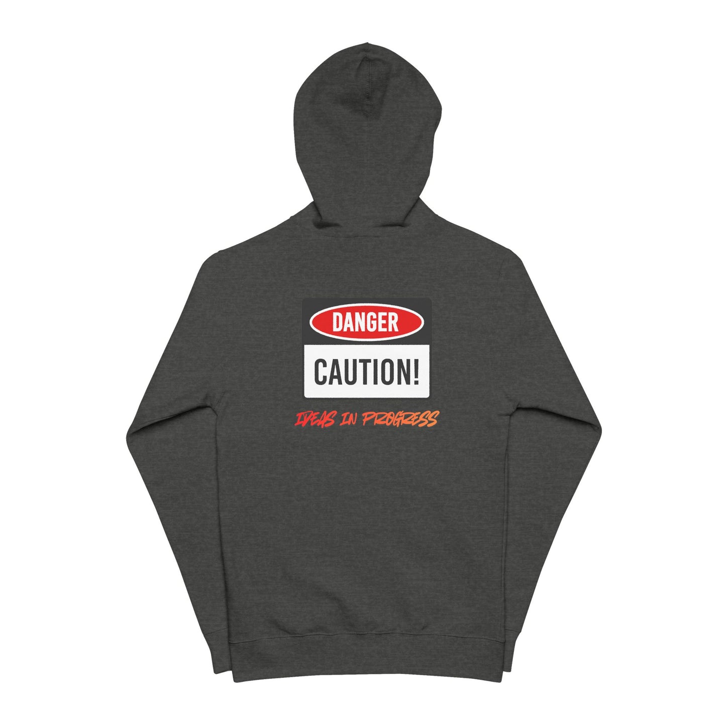 Danger Caution Zip-Up Hoodie — "Spaz & Phobos" Graphic Fleece Jacket