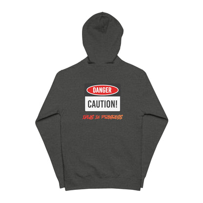 Danger Caution Zip-Up Hoodie — "Spaz & Phobos" Graphic Fleece Jacket