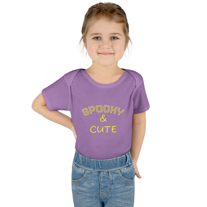 Infant Bodysuit - "Spooky & Cute" Halloween Baby Onesie (Orange)