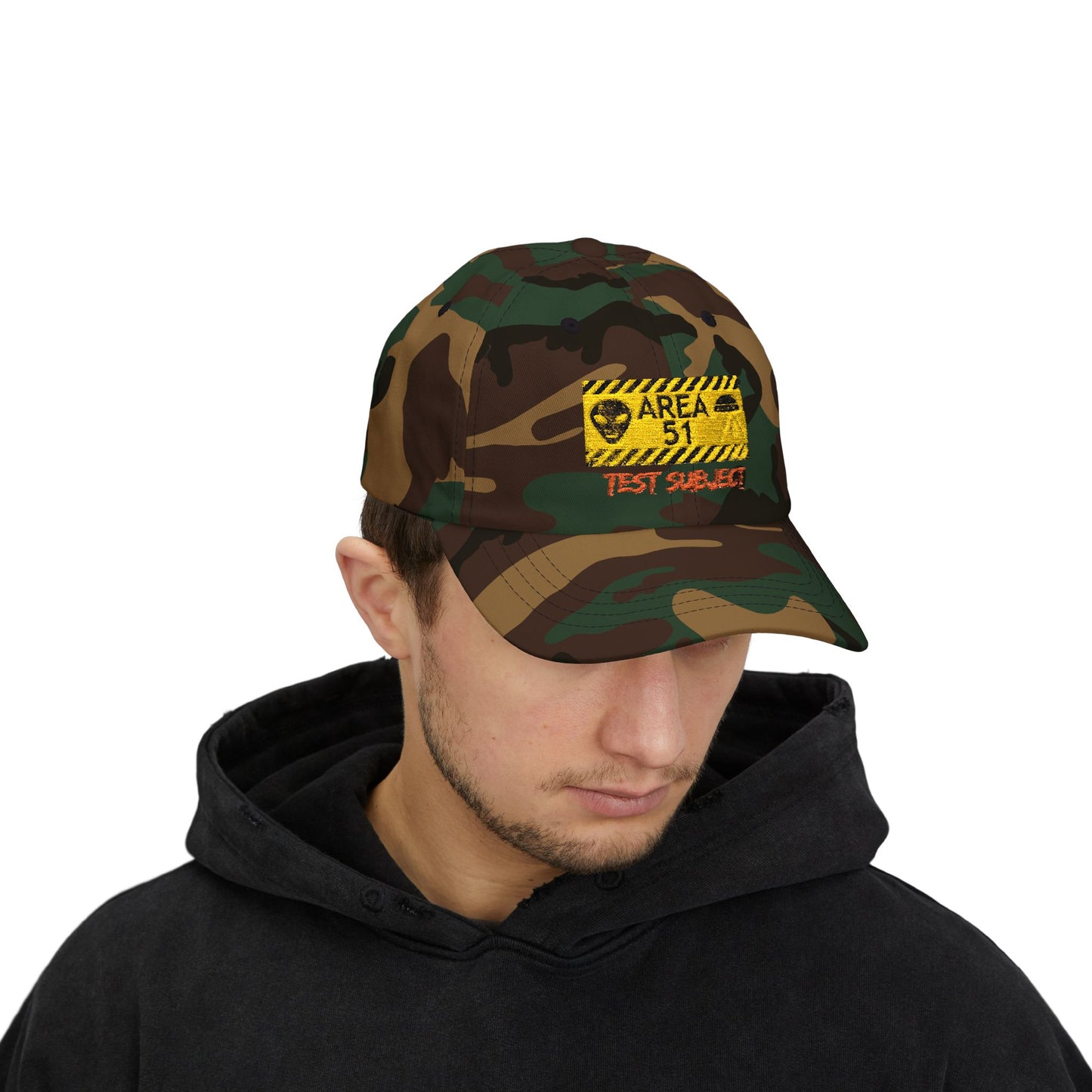 Area 51 'Test Subject' Dad Cap – Alien Warning Embroidered Hat