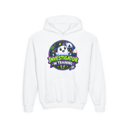 Youth Hoodie — "Investigator in Training" Cute Ghost Detective Kids Pullover