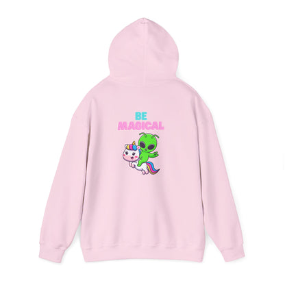 Magical Alien Riding Unicorn Hoodie — Cute Pastel Space Fantasy Sweatshirt