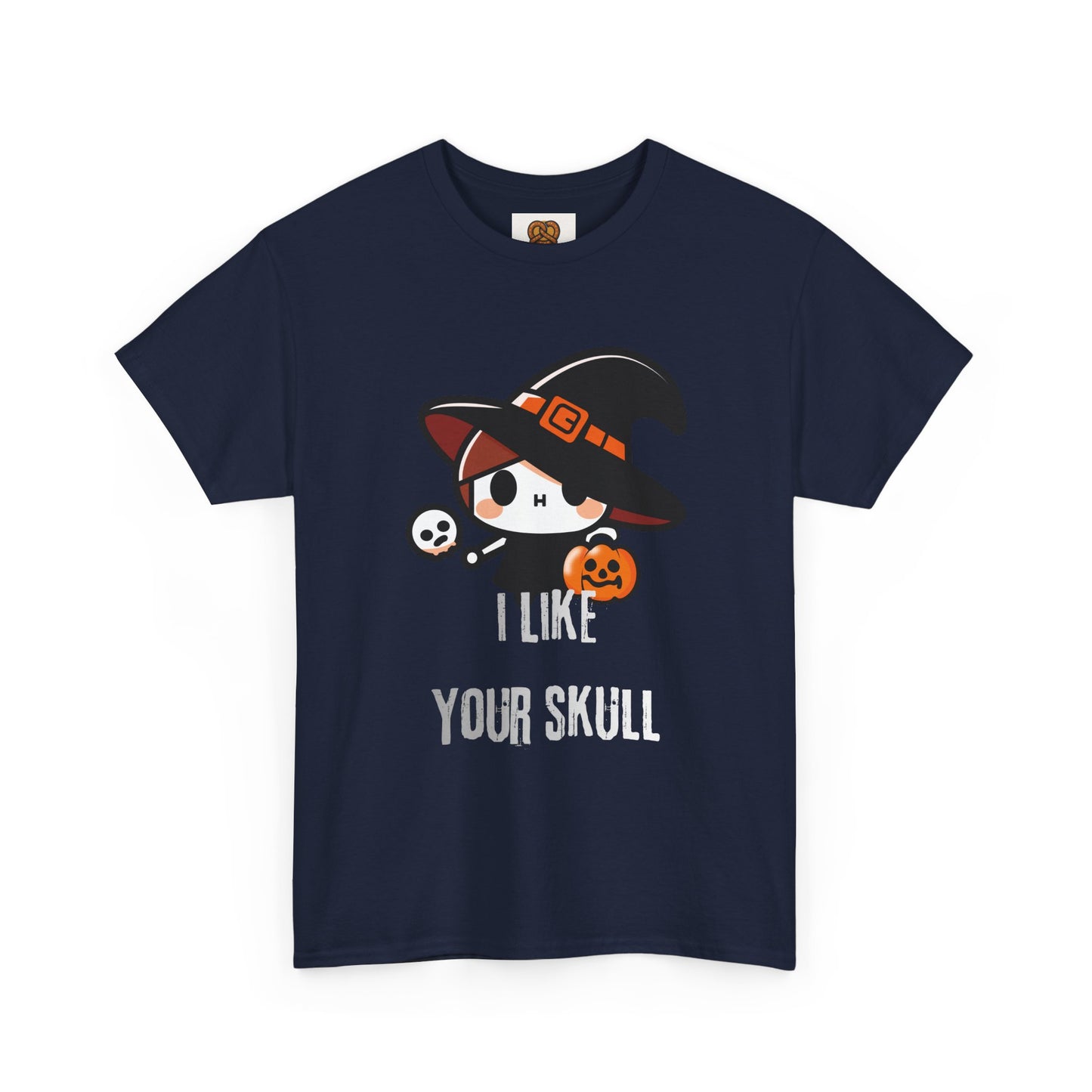 Halloween Witch Skull Tee — "I Like Your Skull" Cute Spooky Graphic T-Shirt