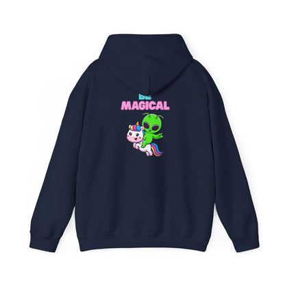Magical Alien Riding Unicorn Hoodie — Cute Pastel Space Fantasy Sweatshirt
