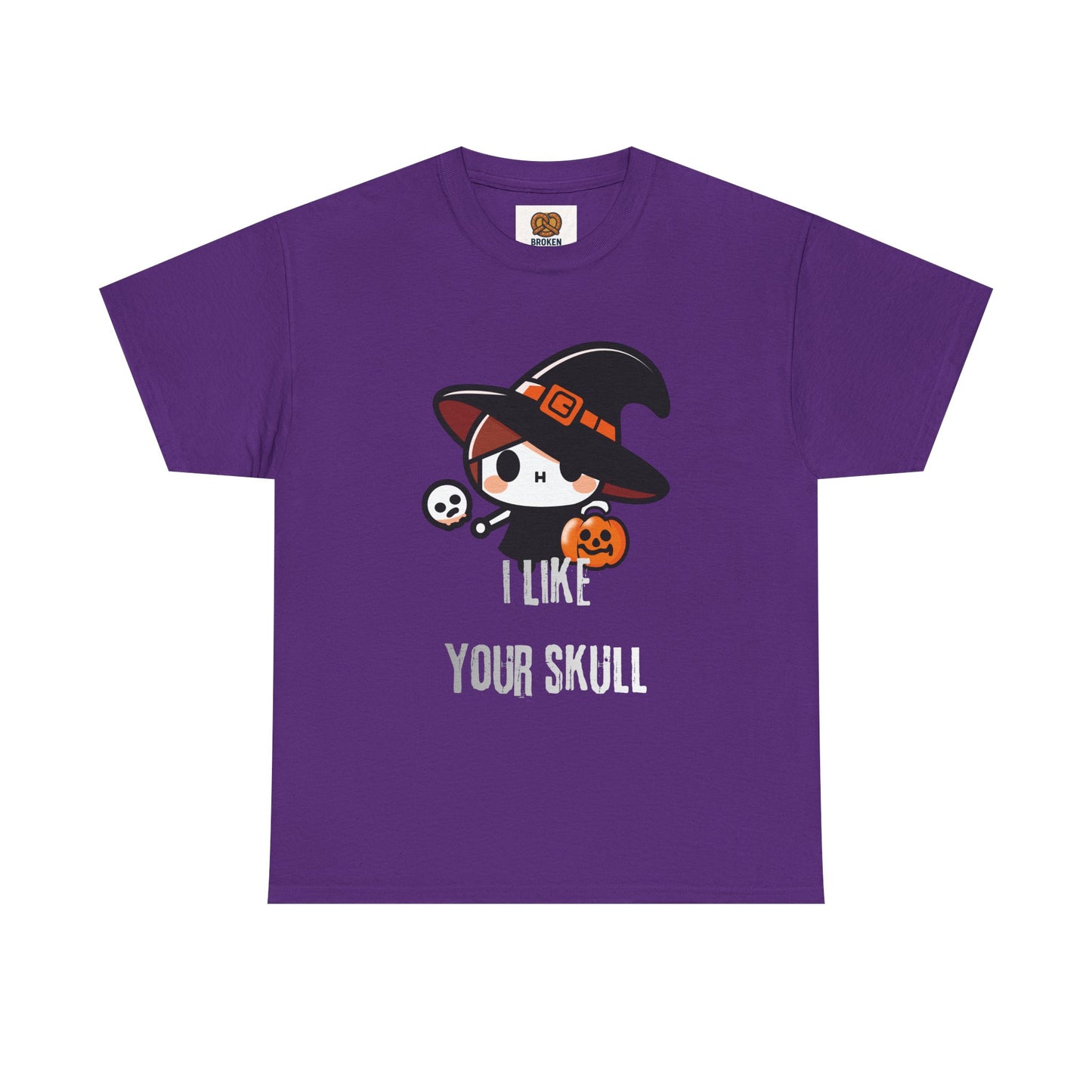 Halloween Witch Skull Tee — "I Like Your Skull" Cute Spooky Graphic T-Shirt
