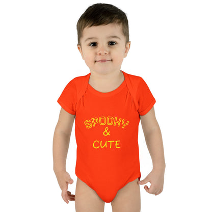 Infant Bodysuit - "Spooky & Cute" Halloween Baby Onesie (Orange)