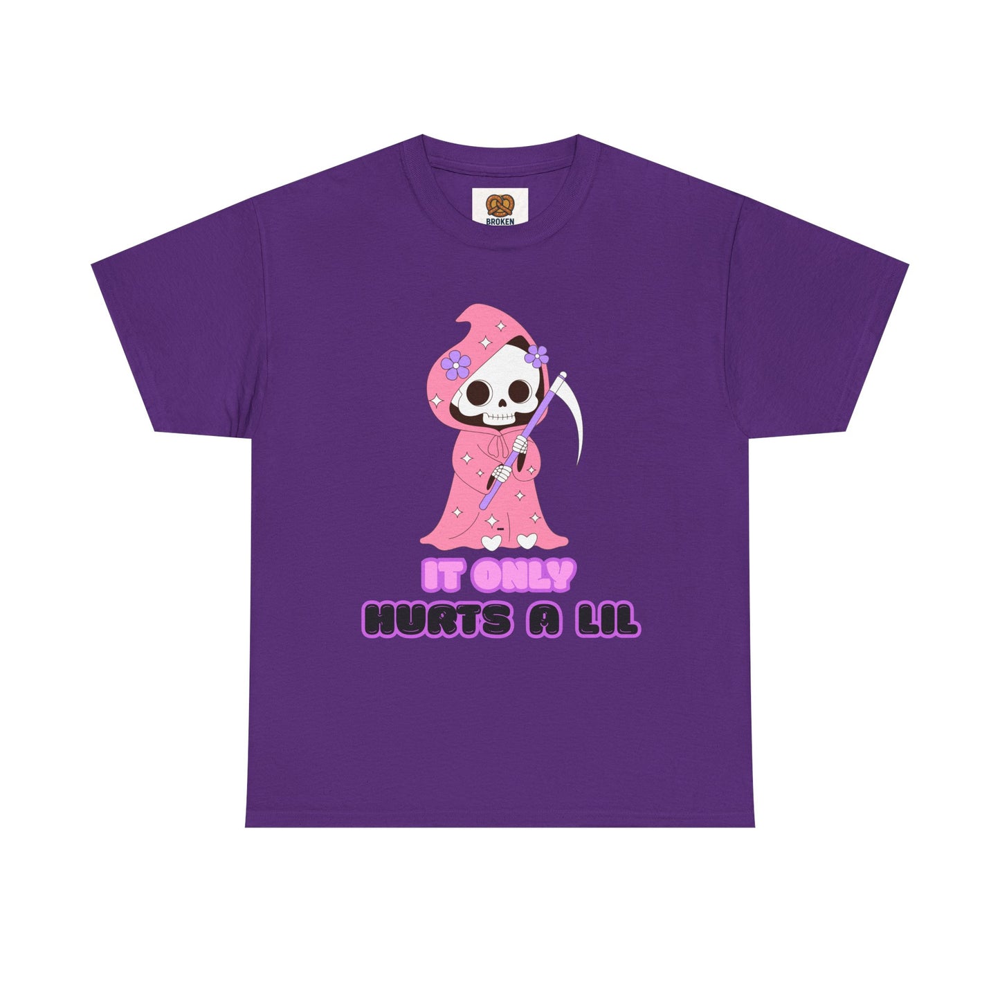 It Only Hurts A Lil Grim Reaper Tee — Cute Goth Skull T-Shirt