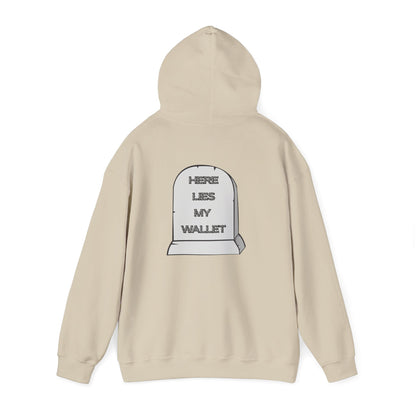 Hoodie - "Here Lies My Wallet" Tombstone Graphic Pullover