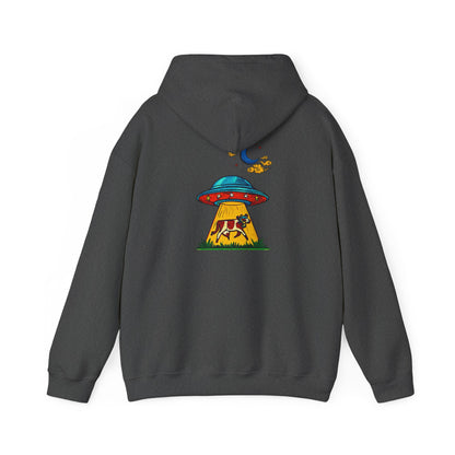 Alien UFO Abduction Hoodie — Colorful Retro Spaceship Graphic