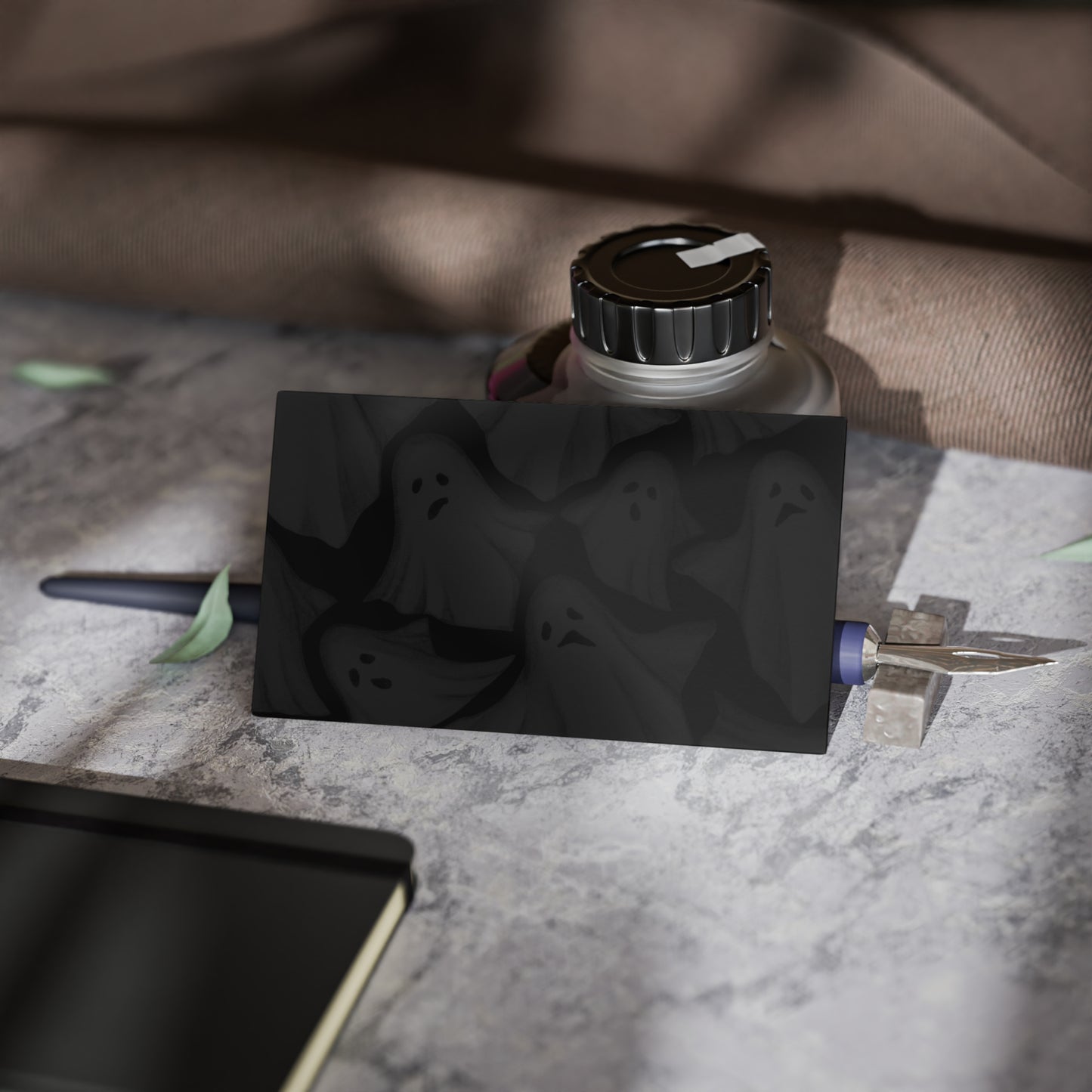 Ghost Pattern Business Cards — Dark Halloween Networking Cards