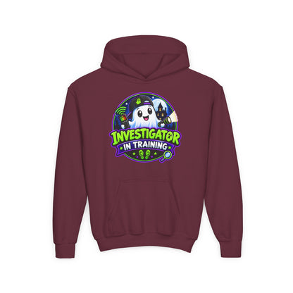 Youth Hoodie — "Investigator in Training" Cute Ghost Detective Kids Pullover