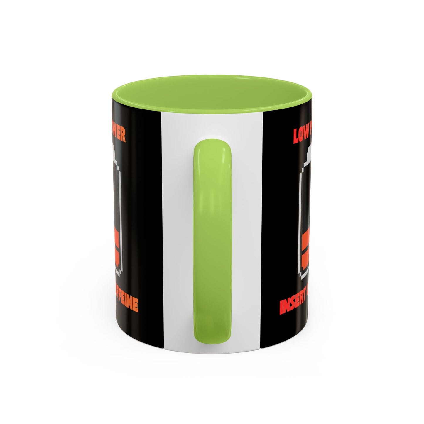 Coffee Mug — "Low Power, Insert Caffeine" Retro Battery Design
