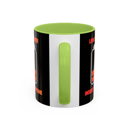 Coffee Mug — "Low Power, Insert Caffeine" Retro Battery Design