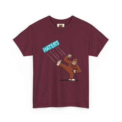 Bigfoot Kicking Haters Tee — Funny Sasquatch Graphic T-Shirt