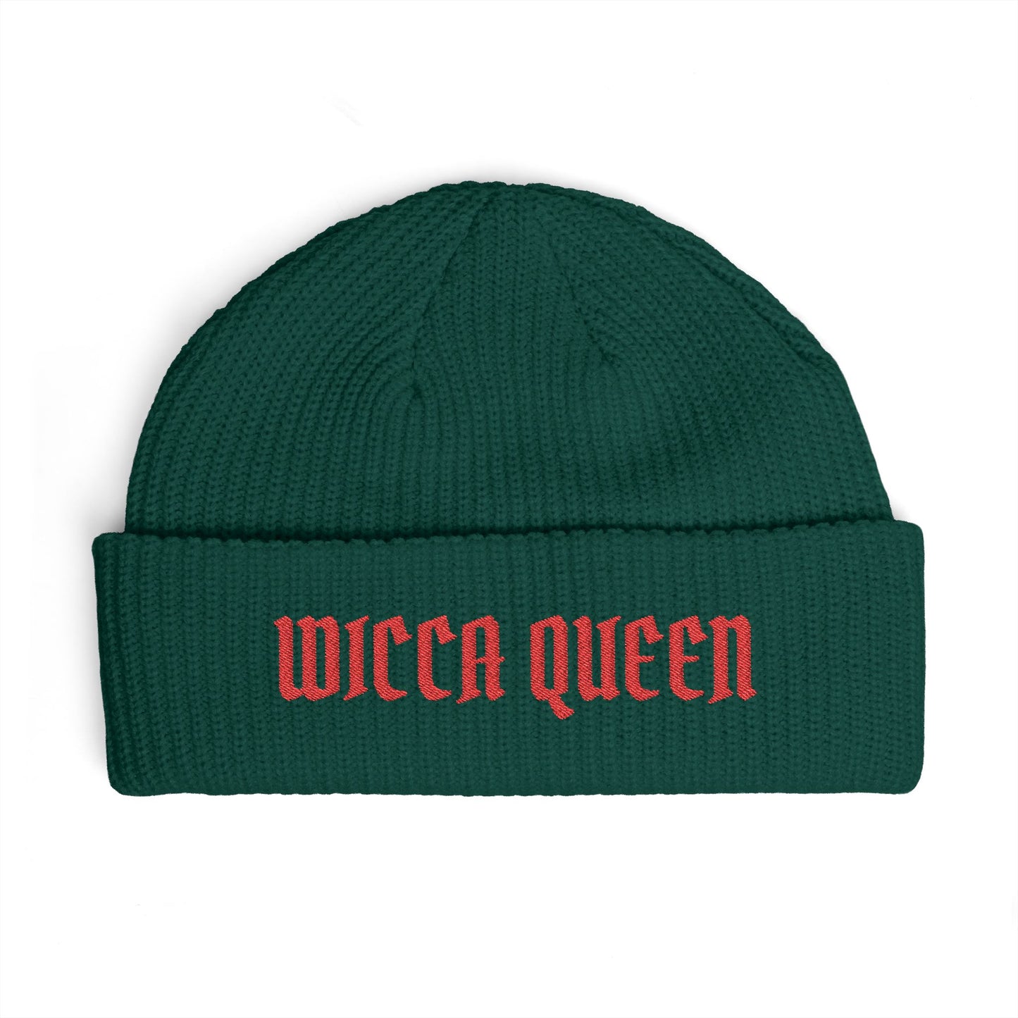 Witch Queen Cuff Beanie — Gothic Embroidered Winter Hat