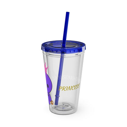 16oz Acrylic Tumbler with Straw — Cute Purple Blue Character 'Paranormal' Drink Cup