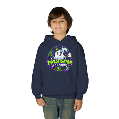 Youth Hoodie — "Investigator in Training" Cute Ghost Detective Kids Pullover