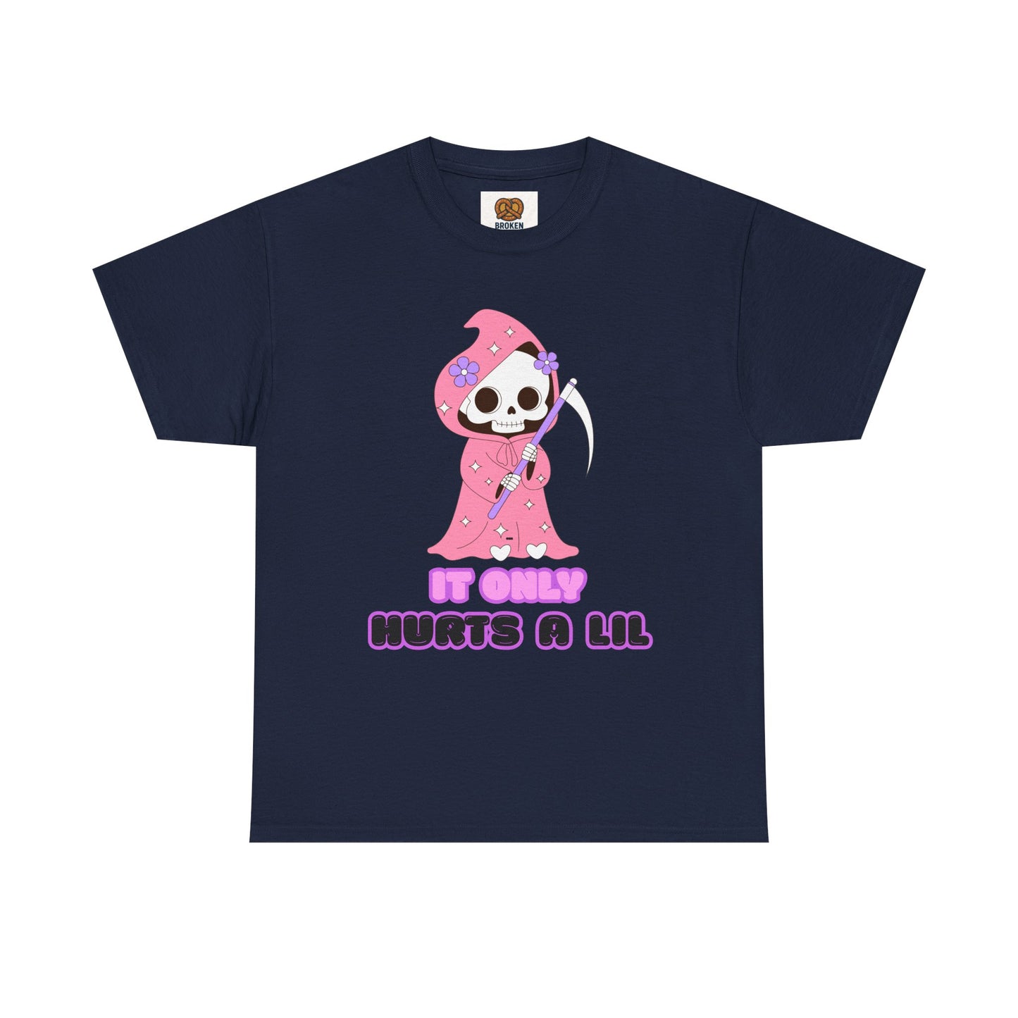 It Only Hurts A Lil Grim Reaper Tee — Cute Goth Skull T-Shirt