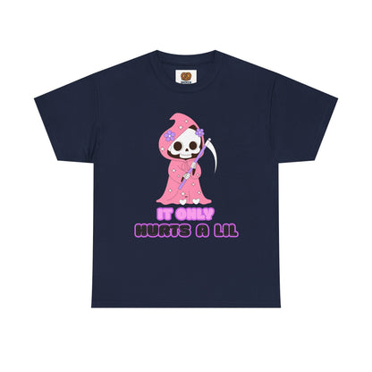 It Only Hurts A Lil Grim Reaper Tee — Cute Goth Skull T-Shirt