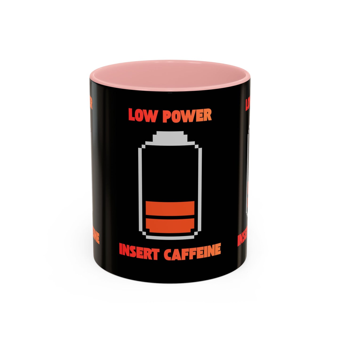 Coffee Mug — "Low Power, Insert Caffeine" Retro Battery Design