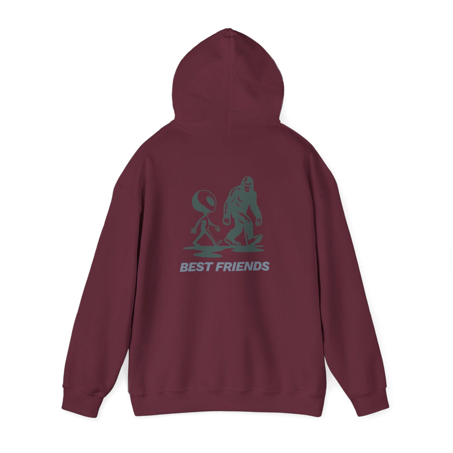 Best Friends Hoodie — Bigfoot & Alien Graphic Pullover
