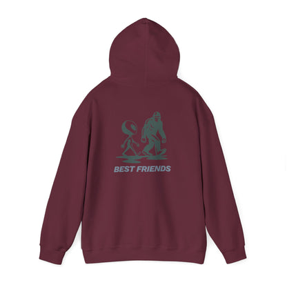 Best Friends Hoodie — Bigfoot & Alien Graphic Pullover