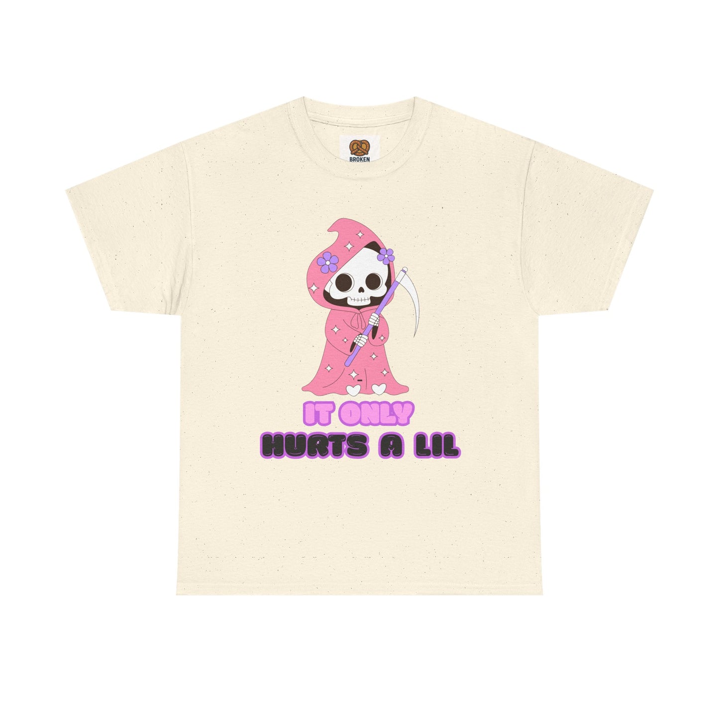 It Only Hurts A Lil Grim Reaper Tee — Cute Goth Skull T-Shirt